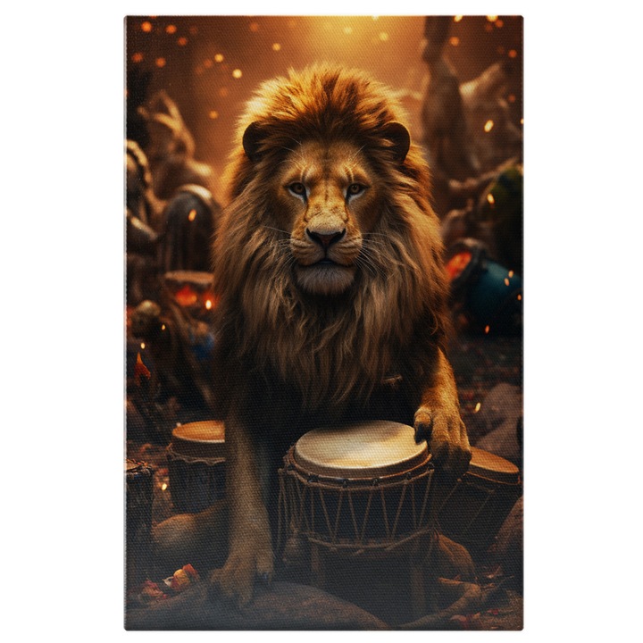 Tablou Canvas: Leu la Gembe- Animal Salbatic si Animatie Pictura Digitala 40x25CM