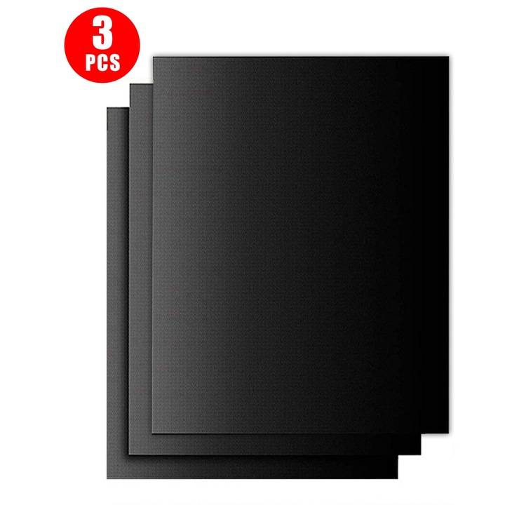 3db Yhemday® hőálló tapadásmentes grillszőnyeg teflon ecset ételtartó 40 x 33 cm fekete