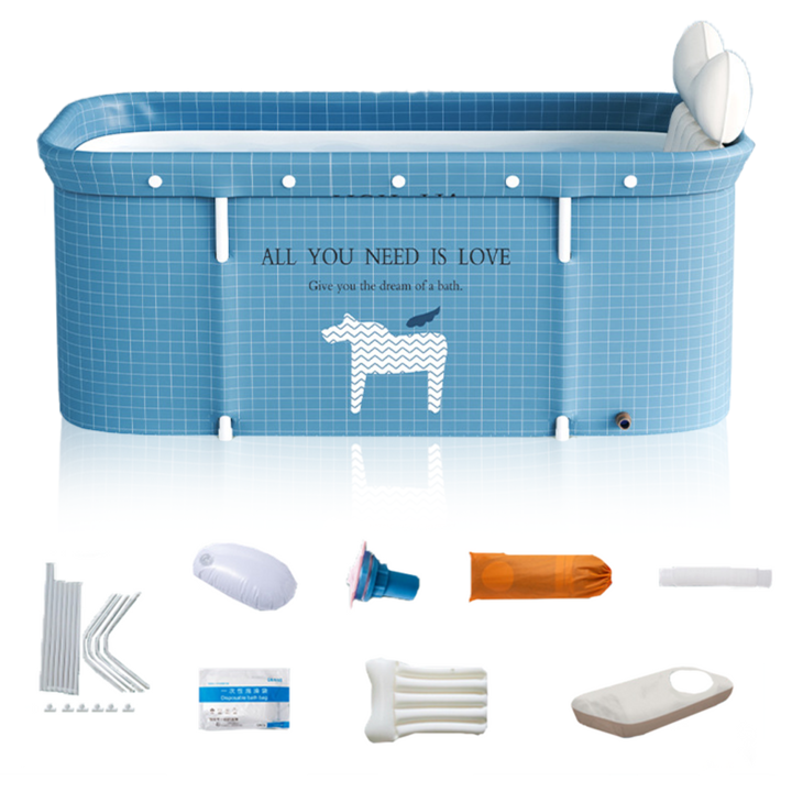 Преносима вана S&Z, с множество отводнителни канали, подходяща за топла и студена вода/ SPA терапевтични ефекти, съставена от 6 дебели слоя, Ceruleum Blue