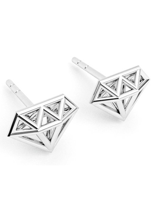 Cercei Siju, forma diamant, argint, argintiu