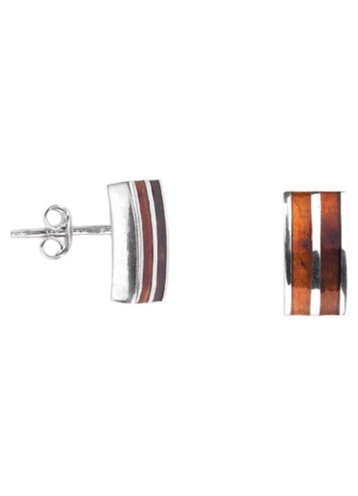 Cercei Siju, argint, maro/argintiu