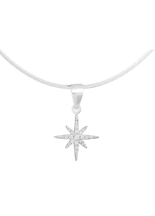 Lantisor cu pandativ in forma de stea Siju, argint/zirconiu, 70cm