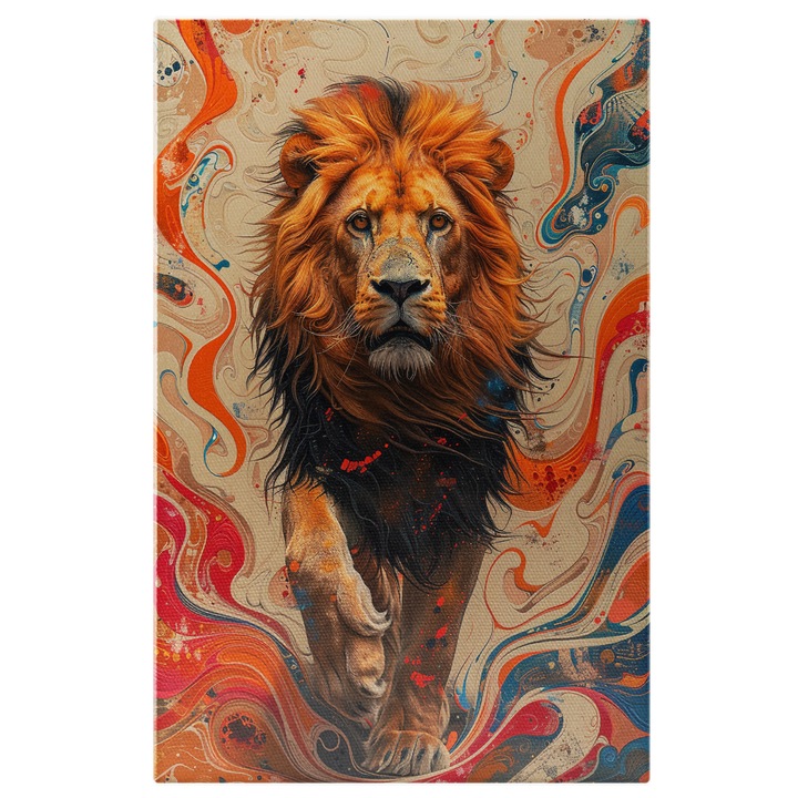 Tablou Canvas: Amestec de culori din care se desprinde frumusetea leului - Coama colorata Pictura Digitala 60x40CM