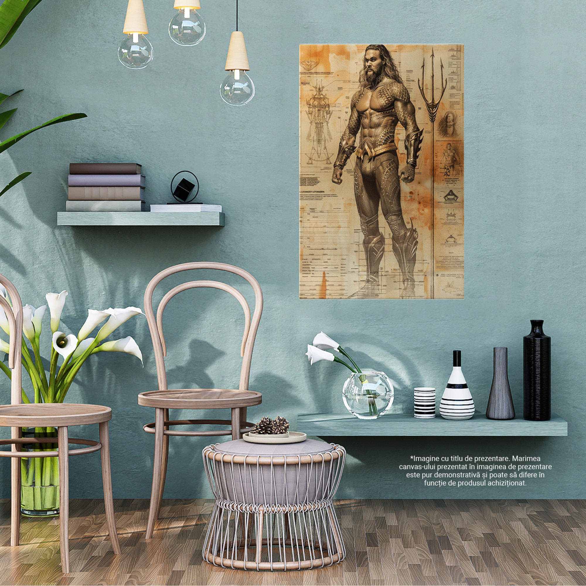 Tablou Canvas: tip poster Aquaman cu detalii grafice creionate