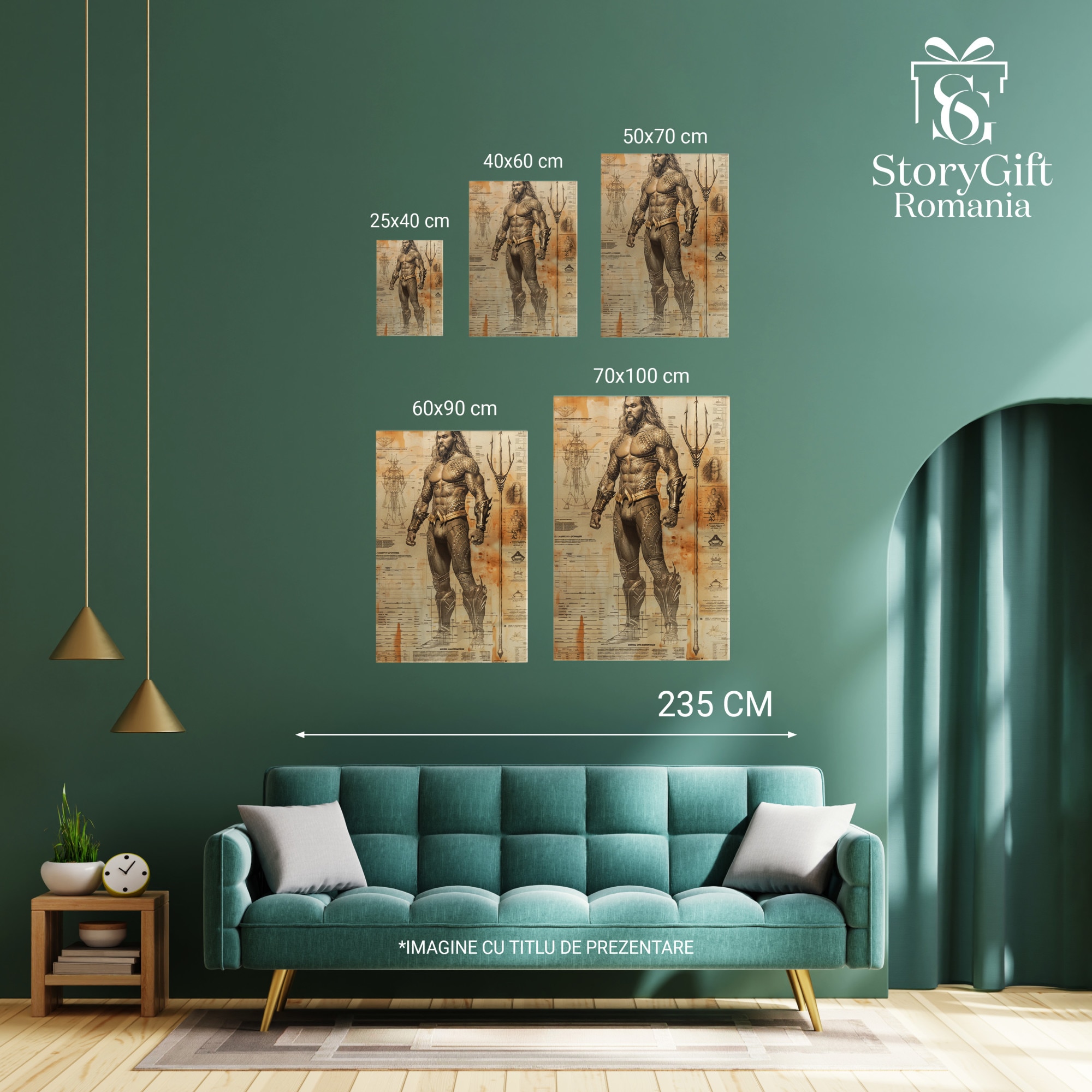 Tablou Canvas: tip poster Aquaman cu detalii grafice creionate