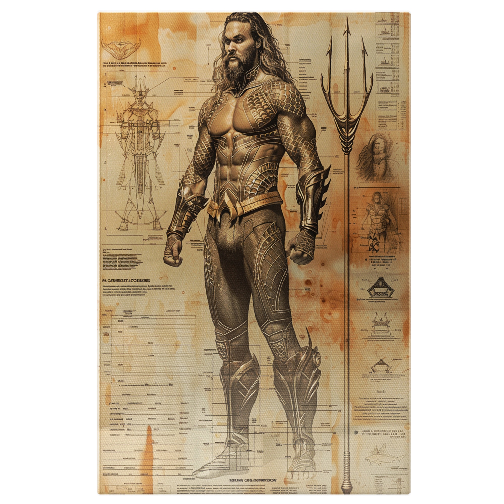 Tablou Canvas: tip poster Aquaman cu detalii grafice creionate