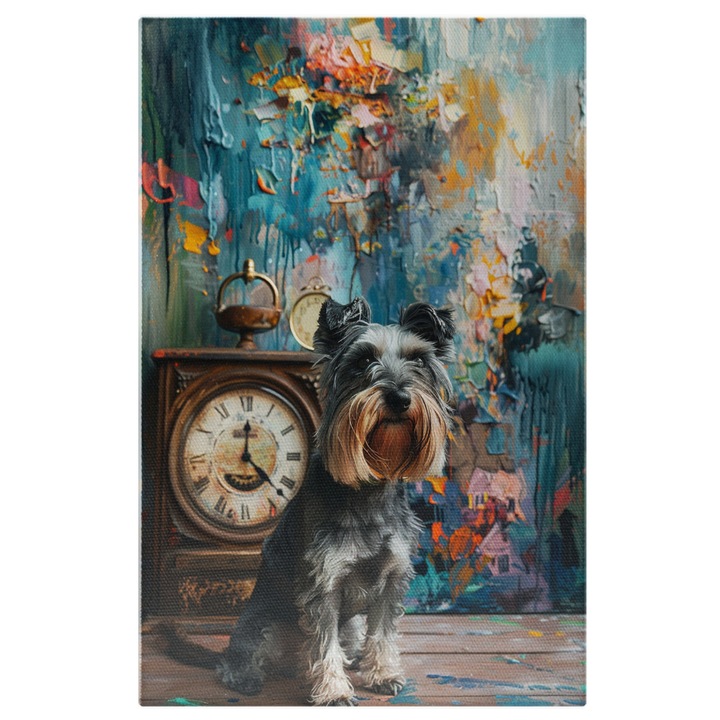 Tablou Canvas: Magia timpului si prietenul canin in lumea culorilor - Mrele artist canin Pictura Digitala 70x50CM