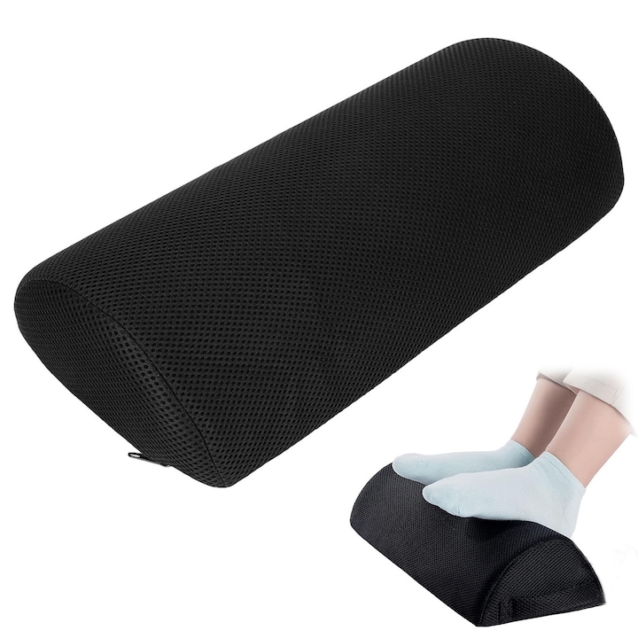 Suport ergonomic pentru sustinere picioare, multifunctional, husa respirabila si antialunecare, corecteaza postura la birou, 40 × 20 × 10 cm, negru