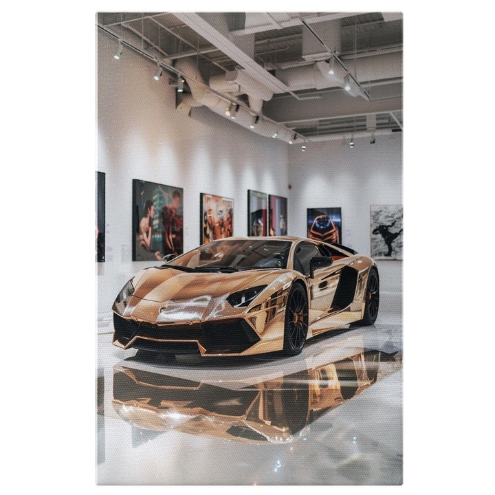 Картина върху платно: Луксозна изложба ri и Lamborghini в злато, благородни метали, дигитална картина 100x70CM