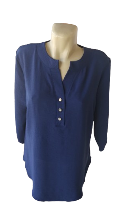 Camasa dama, bumbac, maneca 3/4, Albastru, Albastru