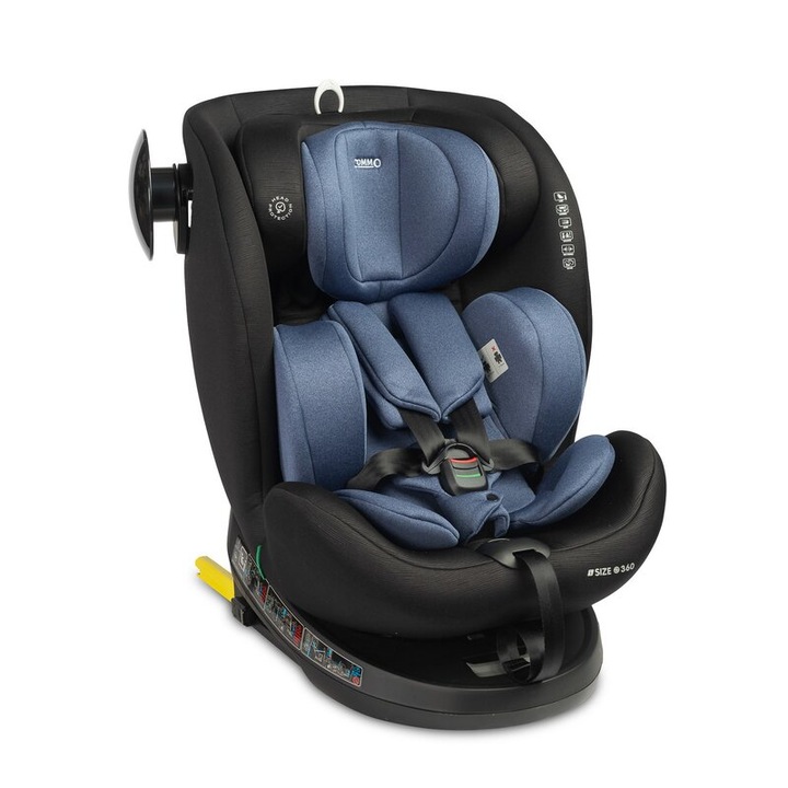 Scaun auto, Caretero, Commo, i-Size, 40-150 cm, 0-36 kg, Cu sistem Isofix+Top Teather, Protectie la impactul lateral, Rotire 360 grade, Reglare spatar in 5 trepte, Reglare tetiera, Conform R129/02, 0 luni+, Albastru