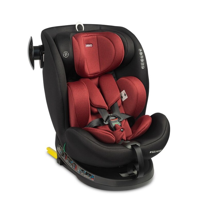 Scaun auto, Caretero, Commo, i-Size, 40-150 cm, 0-36 kg, Cu sistem Isofix+Top Teather, Protectie la impactul lateral, Rotire 360 grade, Reglare spatar in 5 trepte, Reglare tetiera, Conform R129/02, 0 luni+, Rosu