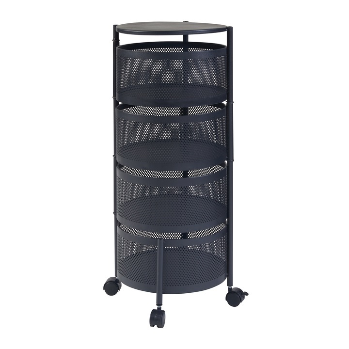 [en.casa] Gurulós tárolókocsi PXBT-0007 Steigen 74, 5x33cm acél fekete 4 tárolókosárral