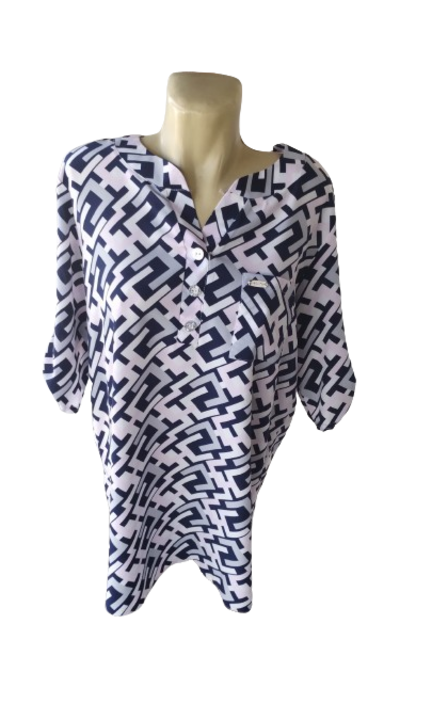 Bluza cu maneca scurta din matase, imprimeu grafic, roz, XL