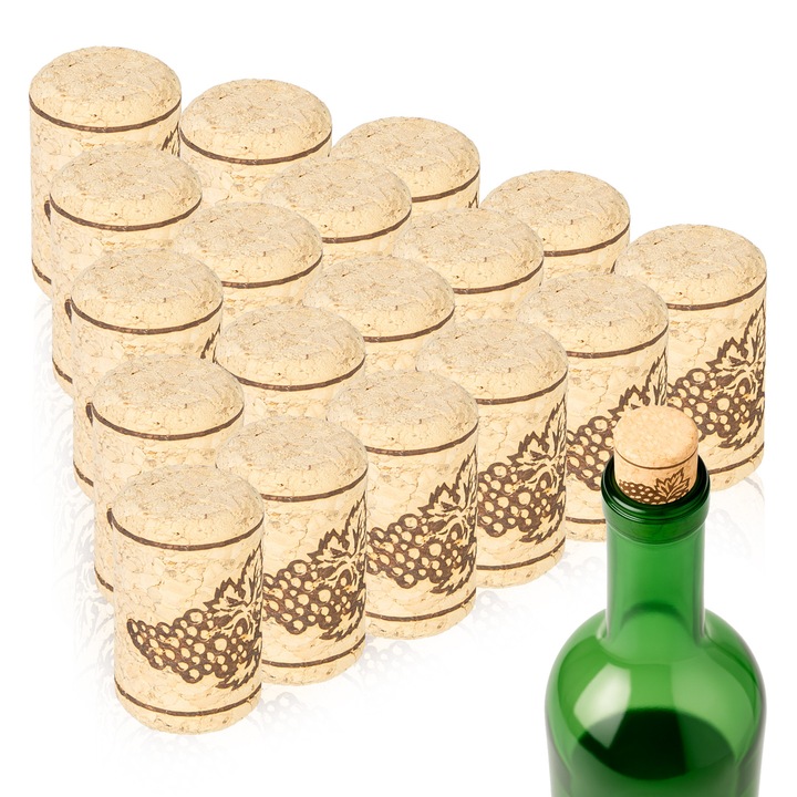 Комплект агломерирани коркови тапи за вино, 2,2x3,3 см, 50 броя
