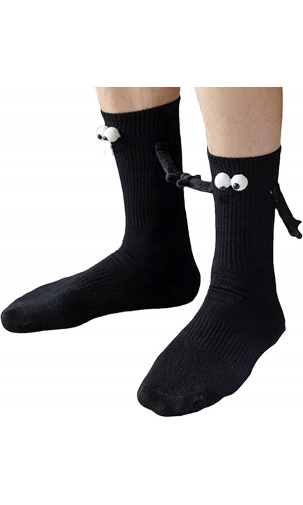 Магнитни чорапи за двойка с капси, унисекс, размер 36-43, памук, Черен