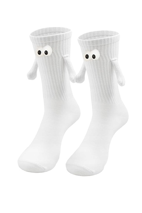 Магнитни чорапи за двойка с капси, унисекс, размери 36-43, памук, бели