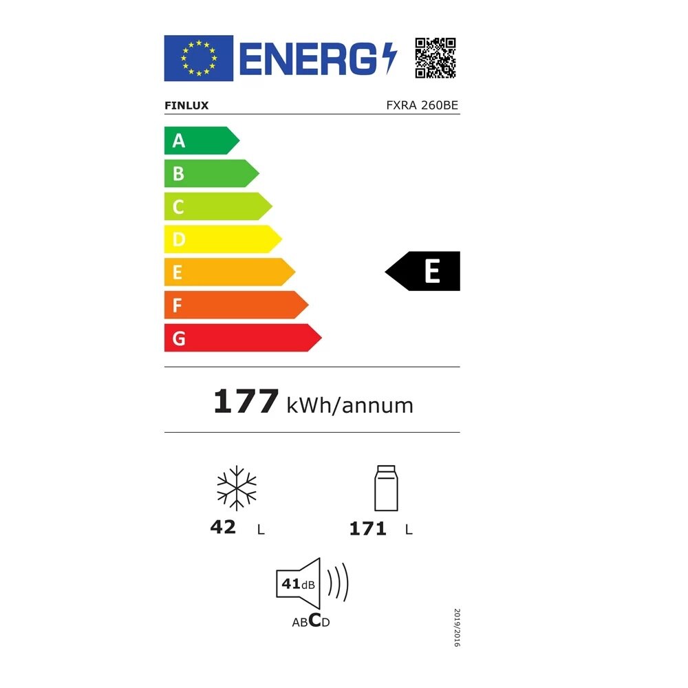 Frigider cu doua usi Finlux FXRA 260BE, rafturi sticla securizata, LessFrost, iluminare LED, Clasa E, 213L, H 144 cm, Negru