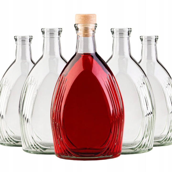 Комплект от 5 бутилки за алкохол и вино с тапа, 375 мл