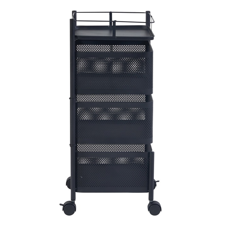 [en.casa] Gurulós tárolókocsi PXBT-0009 Sunndal 64,5x27x27cm 7Kg acél fekete 3 tárolókosárral