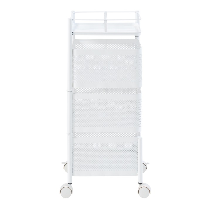 [en.casa] Gurulós tárolókocsi PXBT-0012 Sunndal 64,5x27x27cm 7Kg acél fehér 3 tárolókosárral