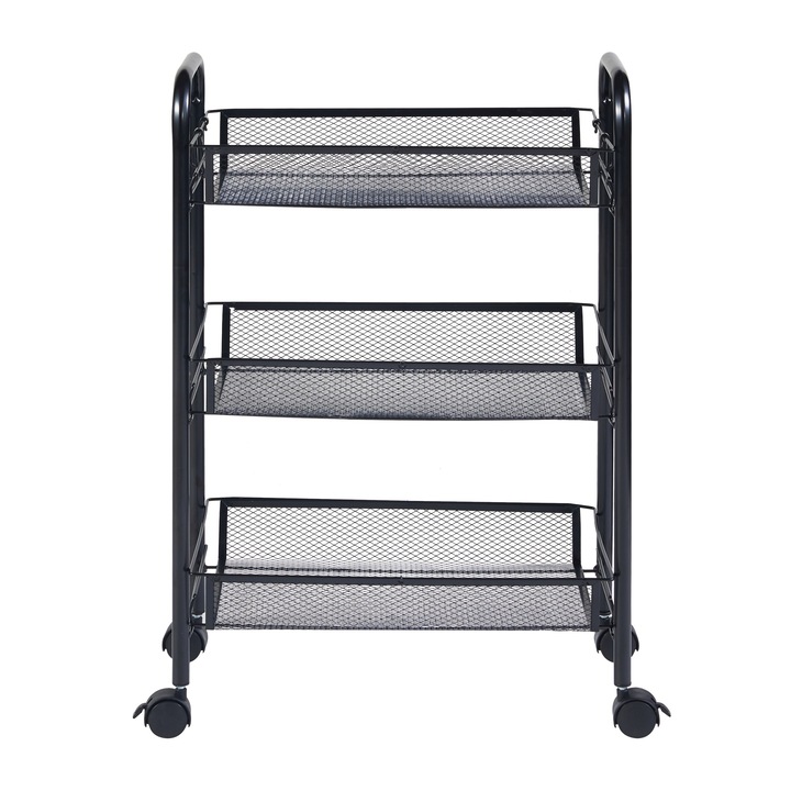 [en.casa] Gurulós tárolókocsi PXBT-0015 Tromsø 63x44x26cm 3Kg acél fekete három tárolókosárral