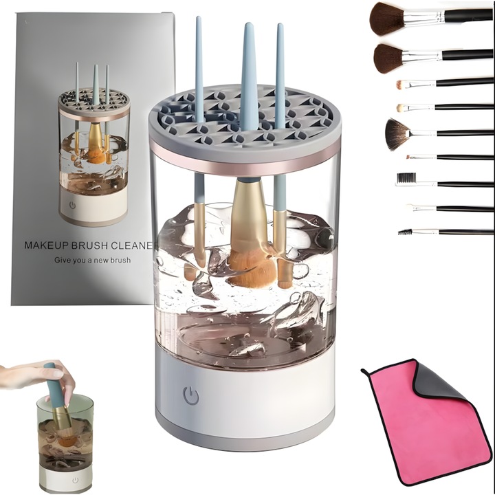 Aparat de Curatare si Uscare a Pensulelor si Instrumentelor de Machiaj STARGRIG®, Portabil, Ultrasonic, 7000 RPM, Make-up Artist, Conectare USB, Alb