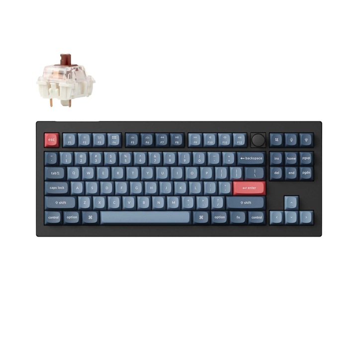Keychron V3 Max vezeték nélküli mechanikus billentyűzet, 2.4GHz/Bluetooth, Gateron Jupiter Brown mechanikus kapcsolók, RGB LED világítás, QMK, macOS/Windows/Linux