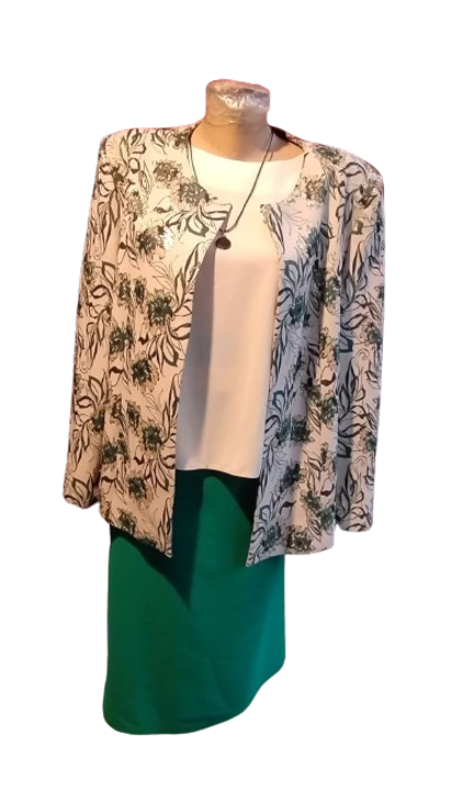 Costum dama, trei piese, stofa, verde, Verde