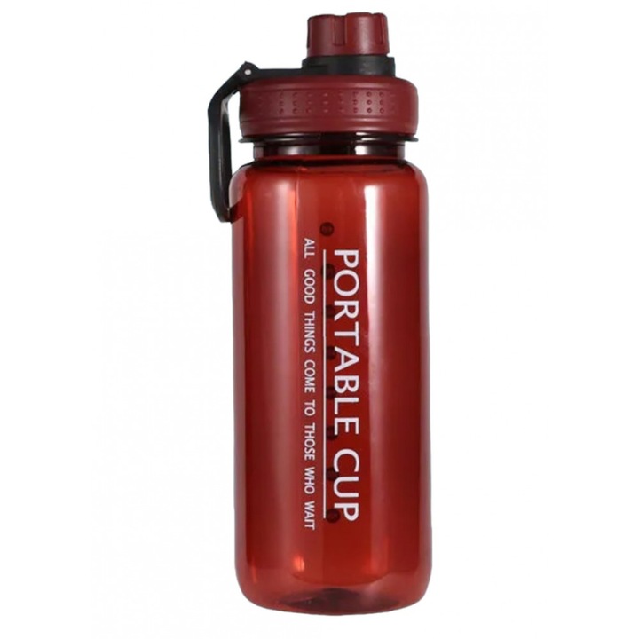 Спортна бутилка за вода, Antulu®, пластмасова, ергономична, червена, 600 мл