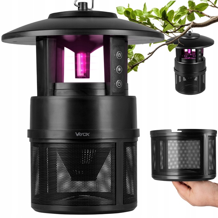 Lampa UV anti insecte Vayox VA0195, capcana, impotriva tantarilor, multifunctionala, 2835 UV, Negru