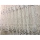 Perdea brodata alba, nesifonabila, scurta pentru bucatarie sau balcon, 100x60cm, Hiko Obst, pentru prindere direct pe geam