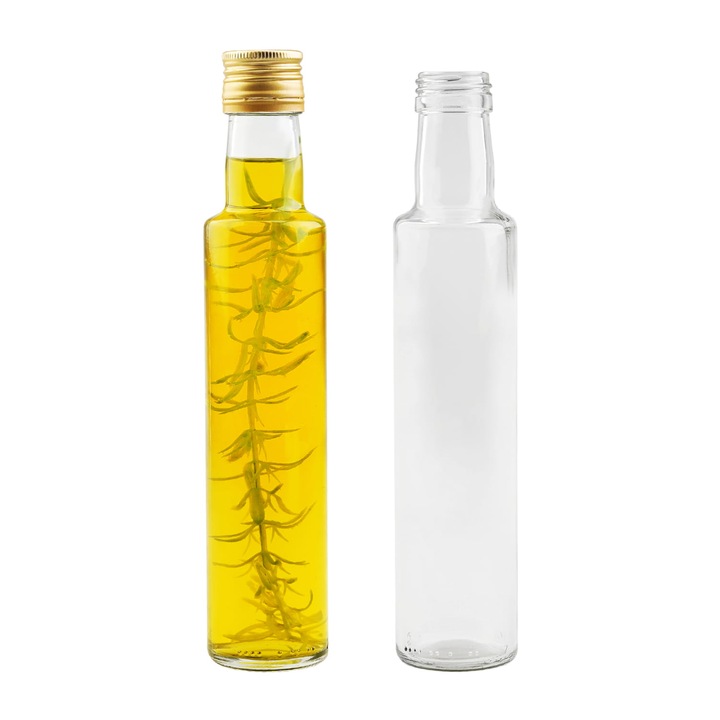 Sticla din Sticla, SuperButelki, Dorica, 250 ml, Cu Capac si Dozator, Pentru Ulei Otet si Tincturi, Design Elegant, Executie de Inalta Calitate, Pentru Depozitare in Bucatarie, 10 bucati