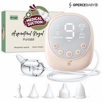 Aspirator Nazal Electric OPERCEBABY® – Respiratie Usoara si Somn Linistit pentru Bebelusi, 9 Trepte de Absorbtie, Putere 65-70Kpa, Zgomot Redus, Muzica, Lumina de Veghe, Ecran LED, Baterie 2500mAh Reincarcabil, 5 Capete Silicon, 20ml, Fara BPA, Alb