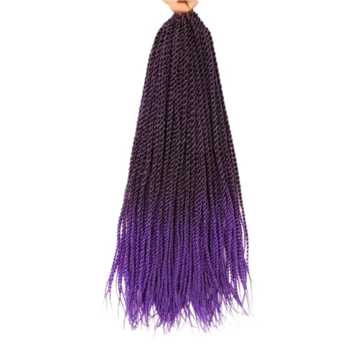 Extensie de par cu bucla rasucita Senegal, pachet mare, 81 de suvite, 1 pachet, negru-violet, T1B-violet