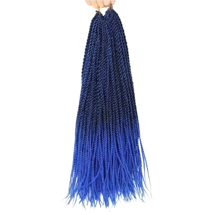Extensie de par cu bucla rasucita din Senegal, pachet mare, 81 de suvite, 1 pachet, negru-albastru, T-TBlue