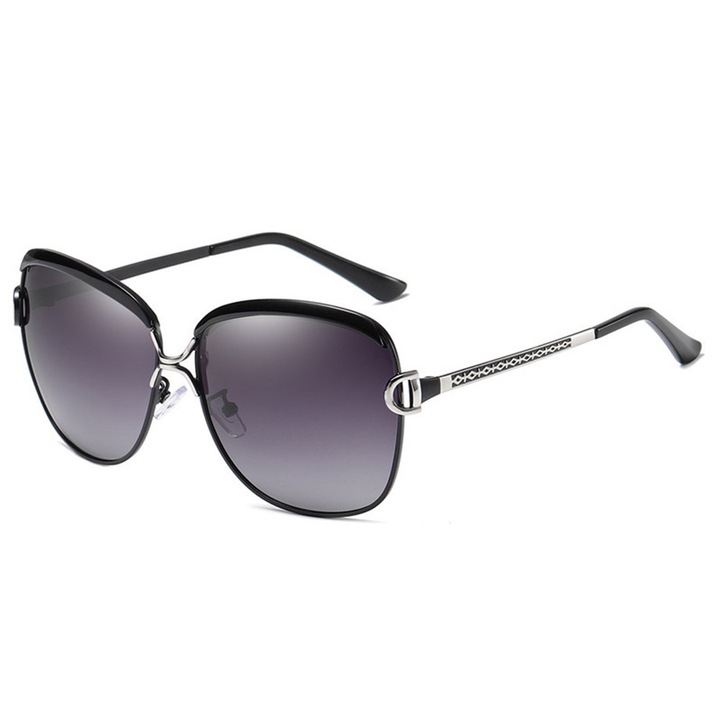Ochelari de soare Sunglasses Polarized (8702) for Women with UV Protection, Metal Frame Negru