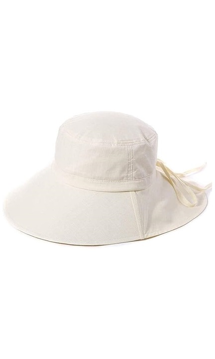 Palarie de vara pentru femei Comhats, din bumbac, cu faclie de protectie solara UPF 50+ si snur pentru gat, marimea L, crem