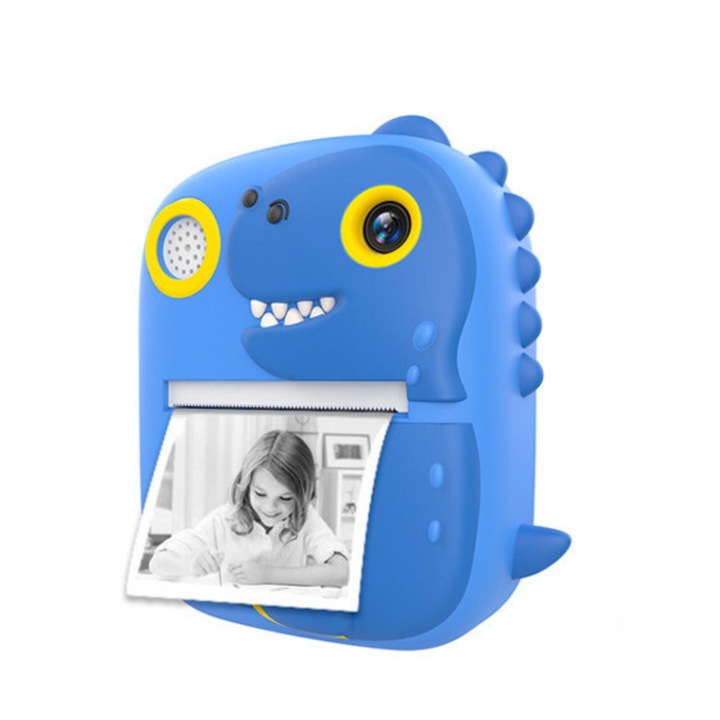 Azonnali kamera gyerekeknek, SMARTIC, SRP3 modell, fotó, videó, nyomtatási funkciók, integrált játék, MP3, szelfi mód, 5 kártya, 3 nyomtatógörgő, 28 integrált keret, USB Type-C, kék