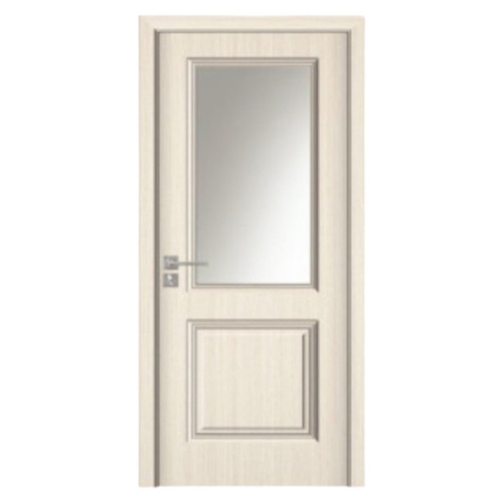 Usa interior din MDF Novo Doors ND10 LUX PREMIUM, Cadru din lemn masiv, Kit complet, Toc reglabil INCLUS, Plinta pe Ambele Parti, 80x200 cm, Crem