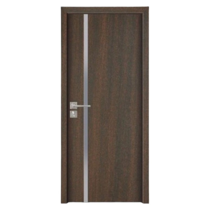 Usa interior din MDF Novo Doors ND04 LUX PREMIUM, Cadru din lemn masiv, Kit complet, Toc reglabil INCLUS, Plinta pe Ambele Parti, 60x200 cm, Wenge