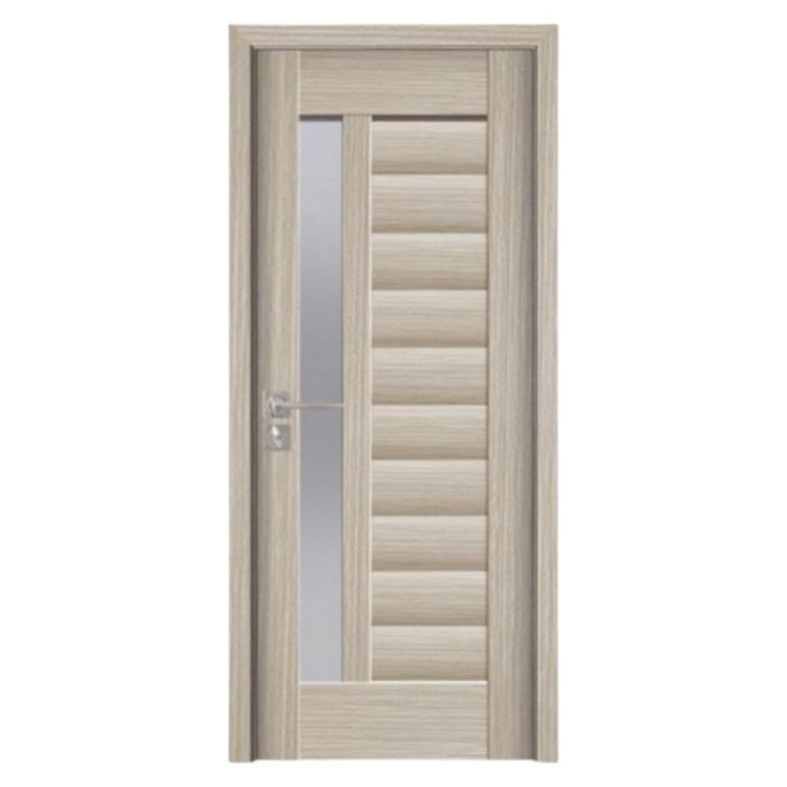 Usa interior din MDF Novo Doors ND03 LUX PREMIUM, Cadru din lemn masiv, Kit complet, Toc reglabil INCLUS, Plinta pe Ambele Parti, 80x200 cm, Gri
