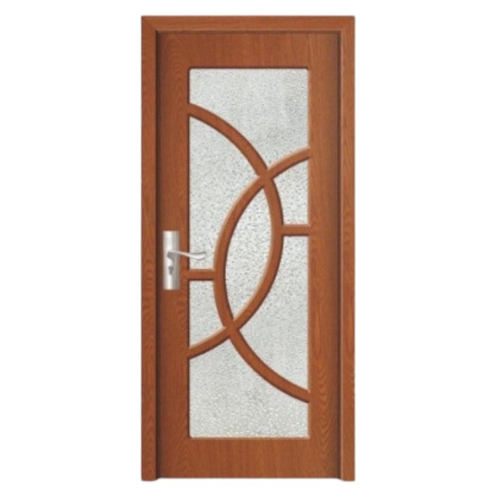 Usa interior din MDF Novo Doors ND309, Cadru din lemn masiv, Geam Sablat, Kit complet, Toc reglabil INCLUS, Manere si balamale incluse, 80x200 cm, Maro