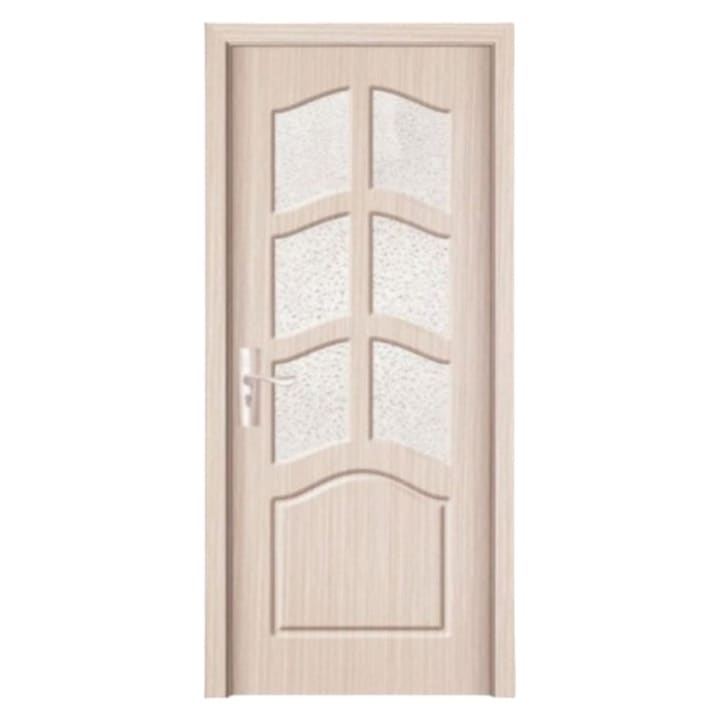 Интериорна MDF врата Novo Doors ND109, Каса от масивно дърво, Пълен комплект, Регулируема каса включена, Цокъл от двете страни, 80x200 см, Кремав