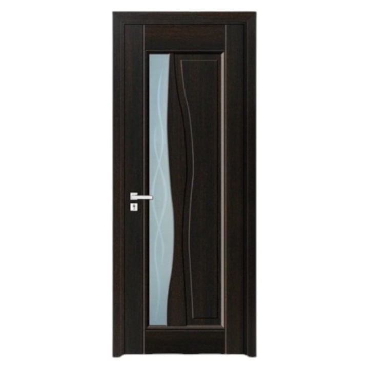 Usa interior din MDF Novo Doors ND07 LUX PREMIUM, Cadru din lemn masiv, Kit complet, Toc reglabil INCLUS, Plinta pe Ambele Parti, 80x200 cm, Wenge