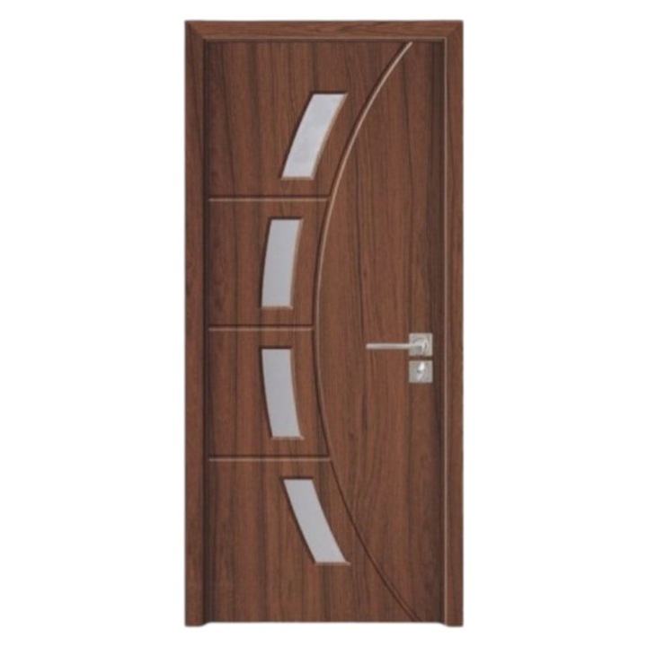 Интериорна MDF врата Novo Doors ND508, Рамка от масивно дърво, Пясъкоструено стъкло, Пълен комплект, Регулируема каса ВКЛЮЧЕНА, Включени дръжки и панти, 70x200 см, Тъмнокафяв