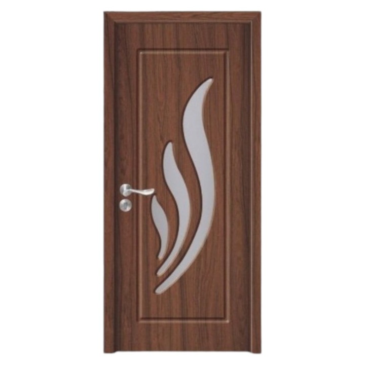 Beltéri MDF ajtó Novo Doors ND310, Tömör fa keret, Homokfúvott üveg, Komplett készlet, Állítható keret TARTALMAZ, Fogantyúk és zsanérok mellékelve, 70x200 cm, Sötétbarna