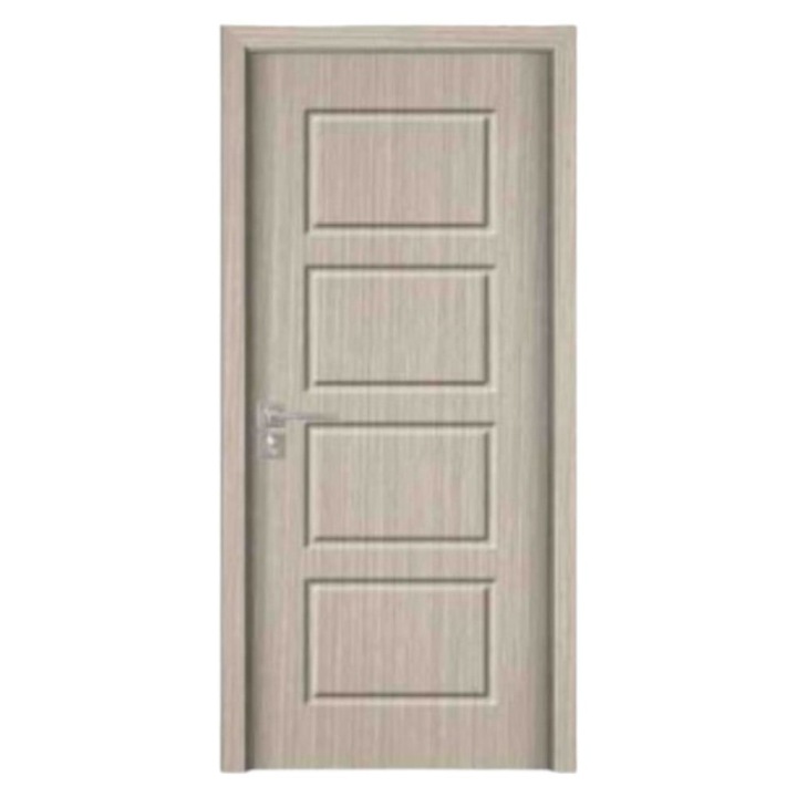 Usa interior din MDF Novo Doors ND82, Cadru din lemn masiv, Geam Sablat, Kit complet, Toc fix 10 cm inclus, Manere si balamale incluse, 60x200 cm, Gri