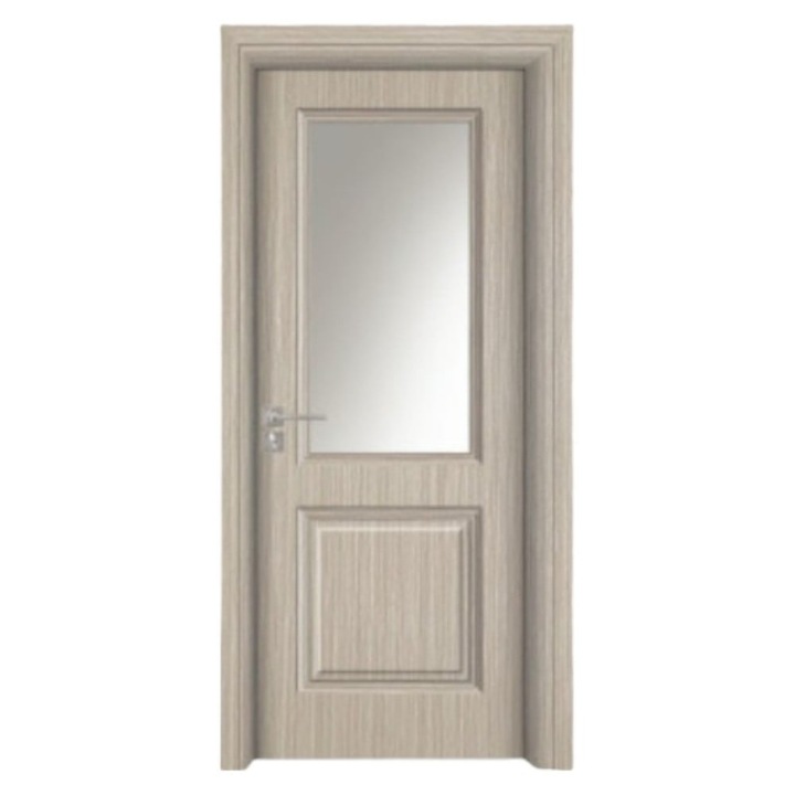 Usa interior din MDF Novo Doors ND10 LUX PREMIUM, Cadru din lemn masiv, Kit complet, Toc reglabil INCLUS, Plinta pe Ambele Parti, 70x200 cm, Gri