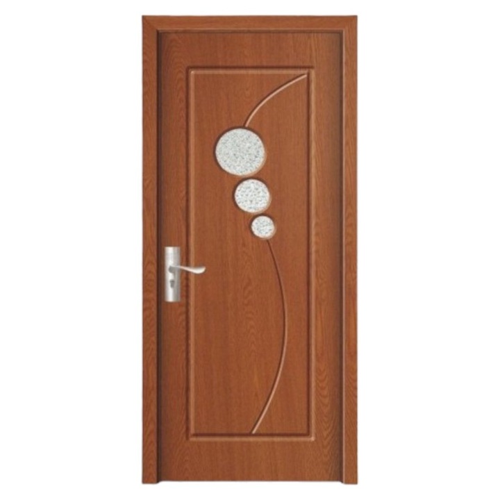 Usa interior din MDF Novo Doors ND17, Cadru din lemn masiv, Geam Sablat, Kit complet, Toc reglabil INCLUS, Manere si balamale incluse, 60x200 cm, Maro